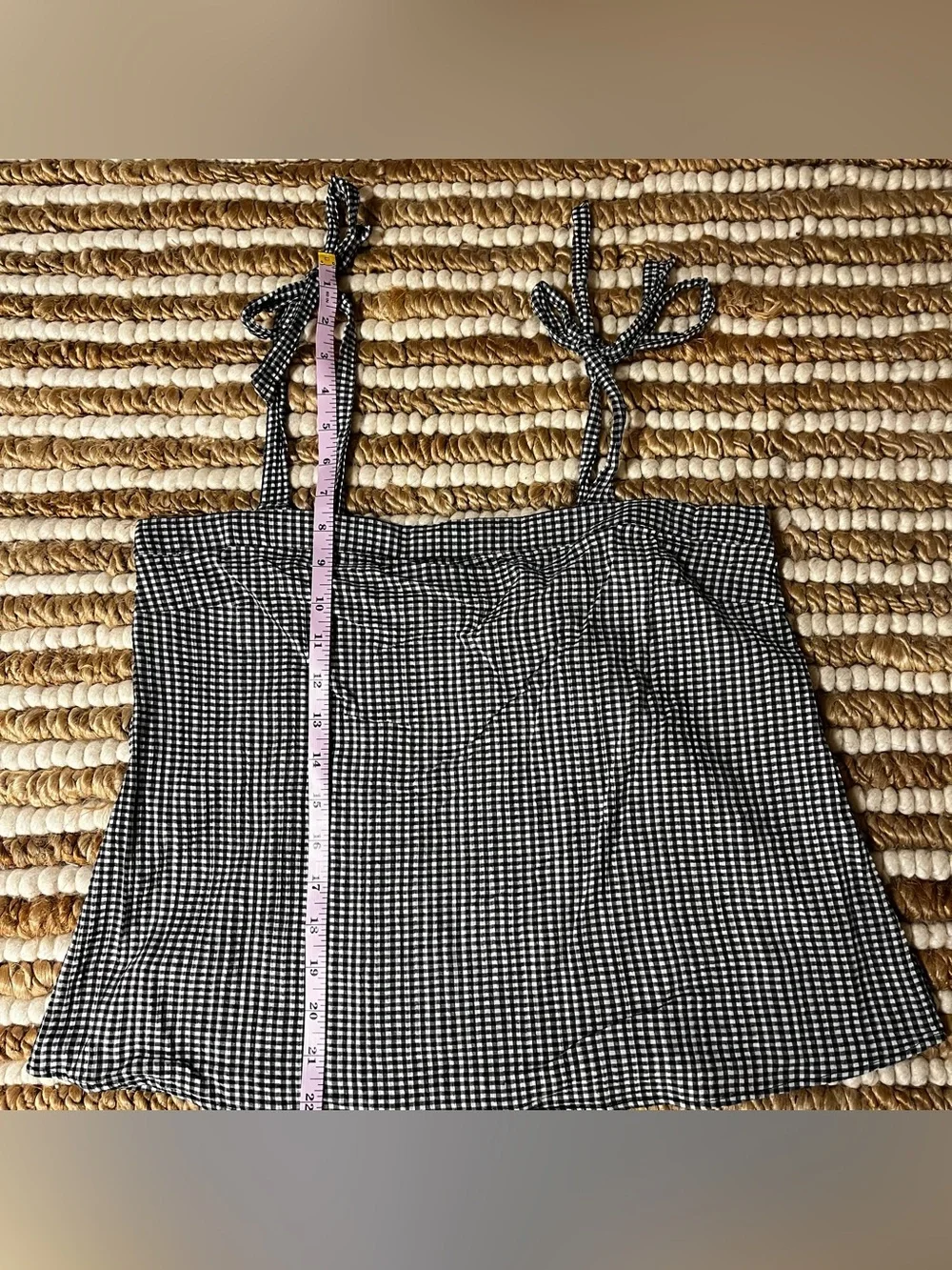 J crew 100% Cotton Black & White Gingham Tie-Strap tube top Cami Top